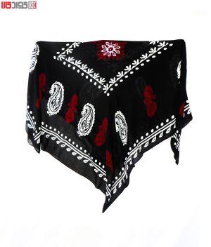 روسری سنتی کردستان نخی سایز 1.35 رنگ مشکی- قرمز