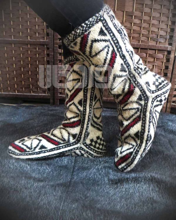 جوراب پشمی زنانه دستبافت سنتی کردستان کد 112