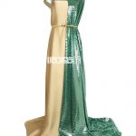 پارچه لباس زنانه لمه آینه ای رنگ سبز 2 متری
